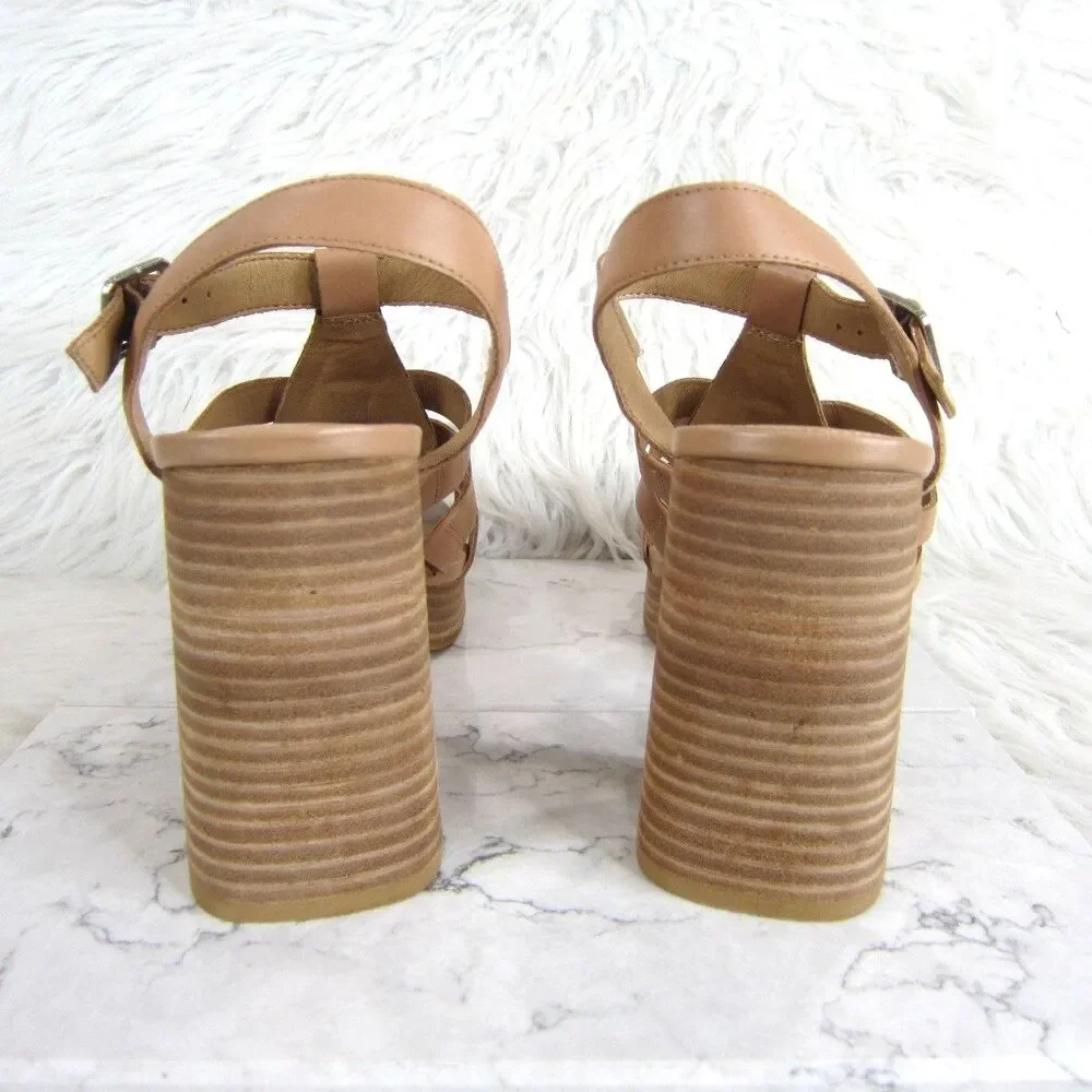 Crown Vintage Women’s Farlie Tan Heeled Platform Sandals Women's Size 9 M